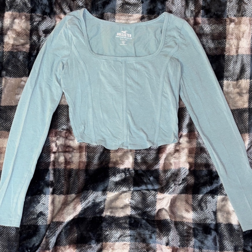 Hollister Women's Teal Long Sleeve Top